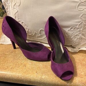Christian Siriano Purple Peep-Toe Heels